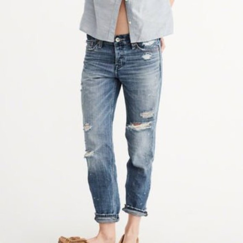 Abercrombie & Fitch Boyfriend Button Fly Straight Leg Jeans 25 - Picture 11 of 16